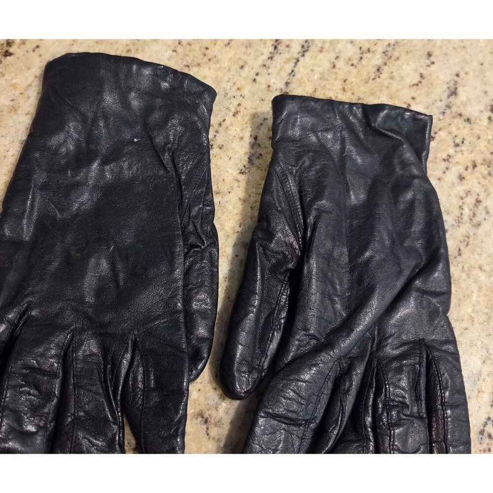Vintage Womens Size M/L Black Knit Lined Shirt Gloves Viola Weinberger